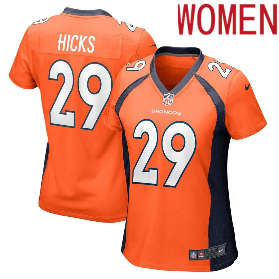 Women Denver Broncos #29 Faion Hicks Nike Orange Game Player NFL Jersey